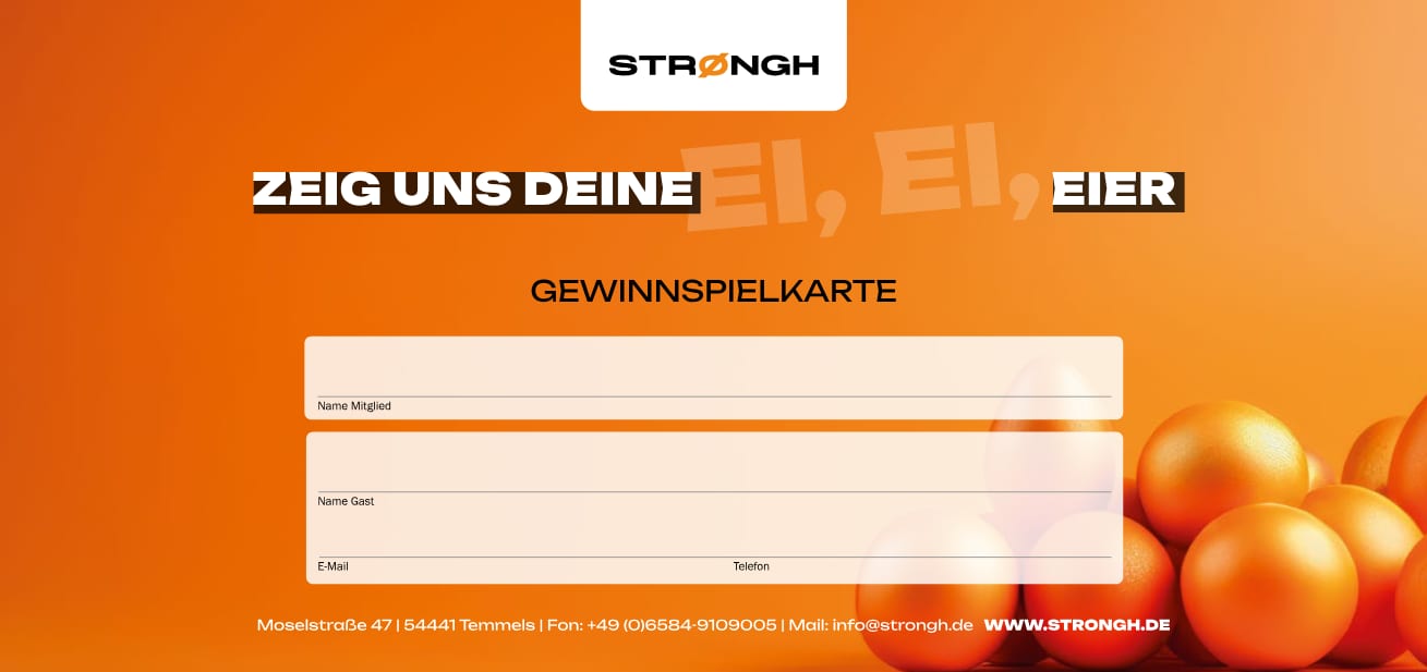 STRØNGH Oster-Gewinnspielkarte zum Aufkleben der Ostereier