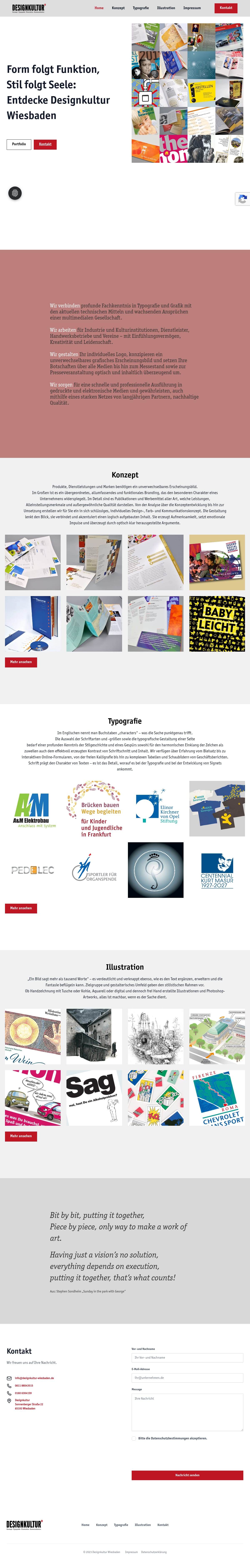 Startseite der Website von Designkultur Wiesbaden (Illustration und Grafik)