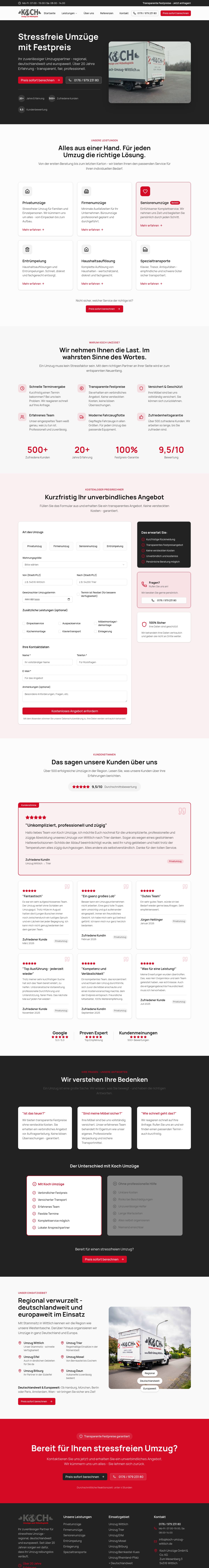 Startseite der Website der Umzugsfirma Koch Umzug Wittlich